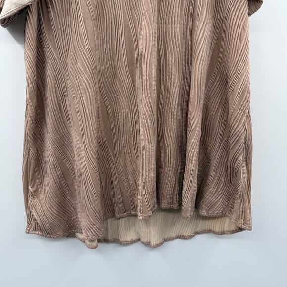 RTR Hunter Bell Ava Pleated Short Sleeve Rose Gold Top‎ Sz L - Picture 4 of 9